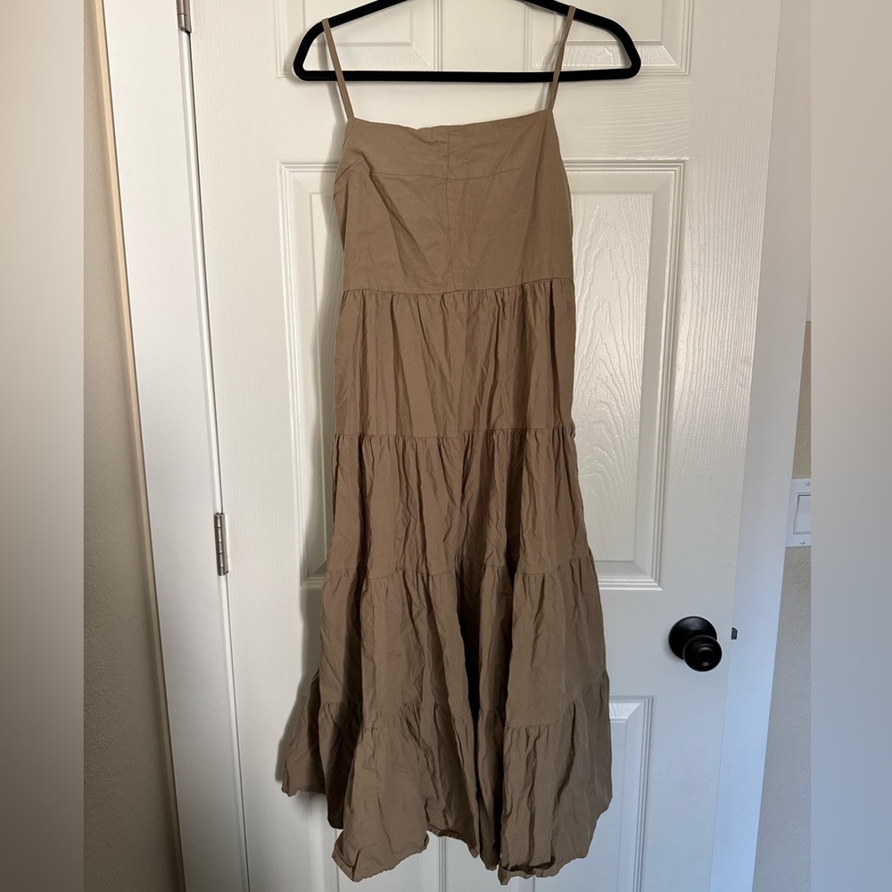 Women's Tiered Maxi Skirt in Tan